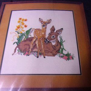 Vintage Golden Bee Cross Stitch Kit, Mother & Fawn, Farmhouse, Unopened Package